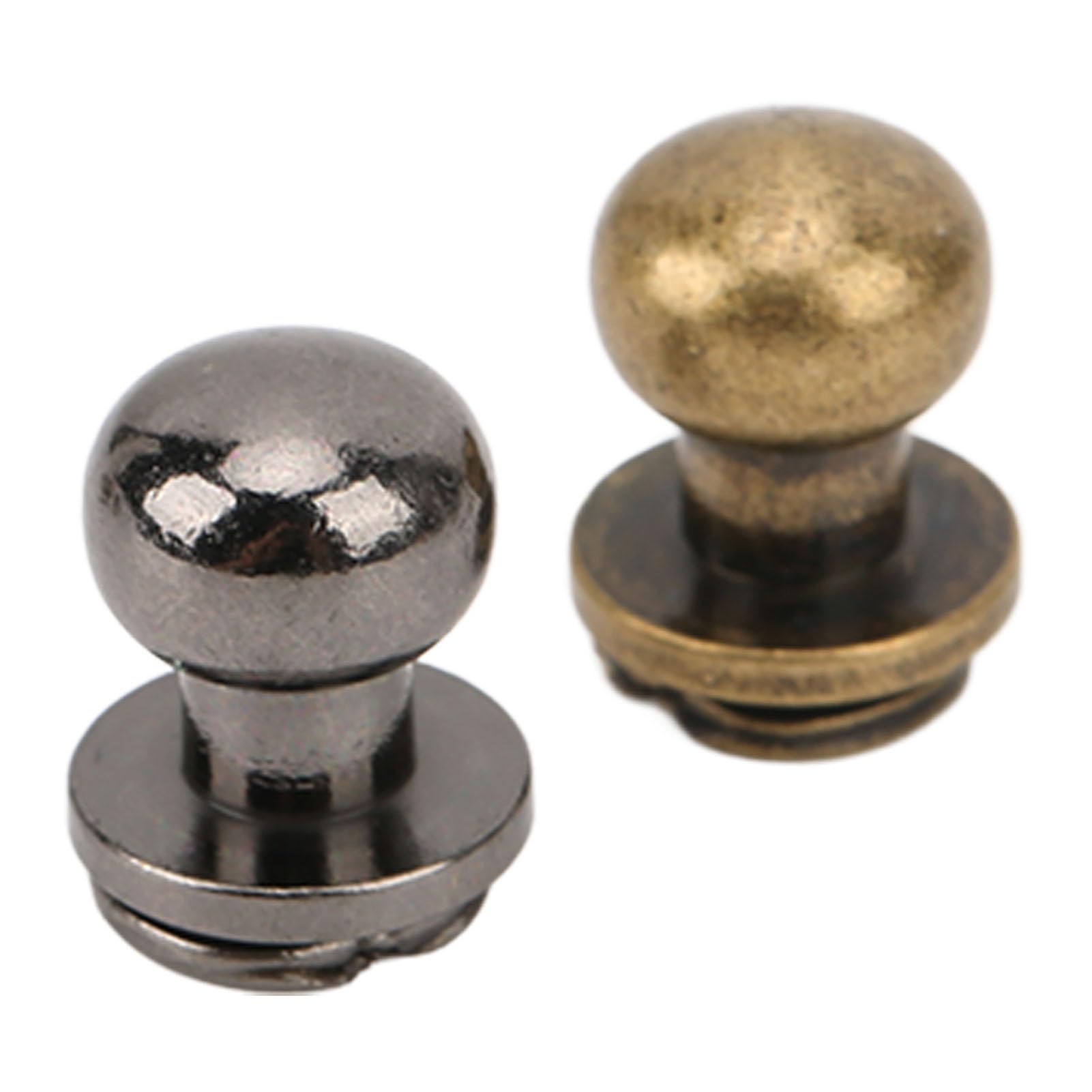 200 juegos de remaches monje de 9 x 8 mm, remaches de cabeza redonda de cobre puro ligero, sujetadores decorativos de cuero para ropa, zapatos, bolsos y collares para mascotas, (Plata Negro Bronce)
