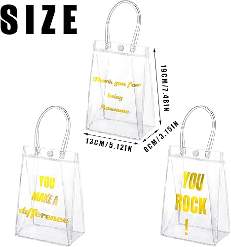 Miniatura 2 de Maitys 21 bolsas transparentes de regalo de agradecimiento a los empleados con asa de 5.12 x 7.48 pulgadas, pequeñas bolsas de PVC reutilizables