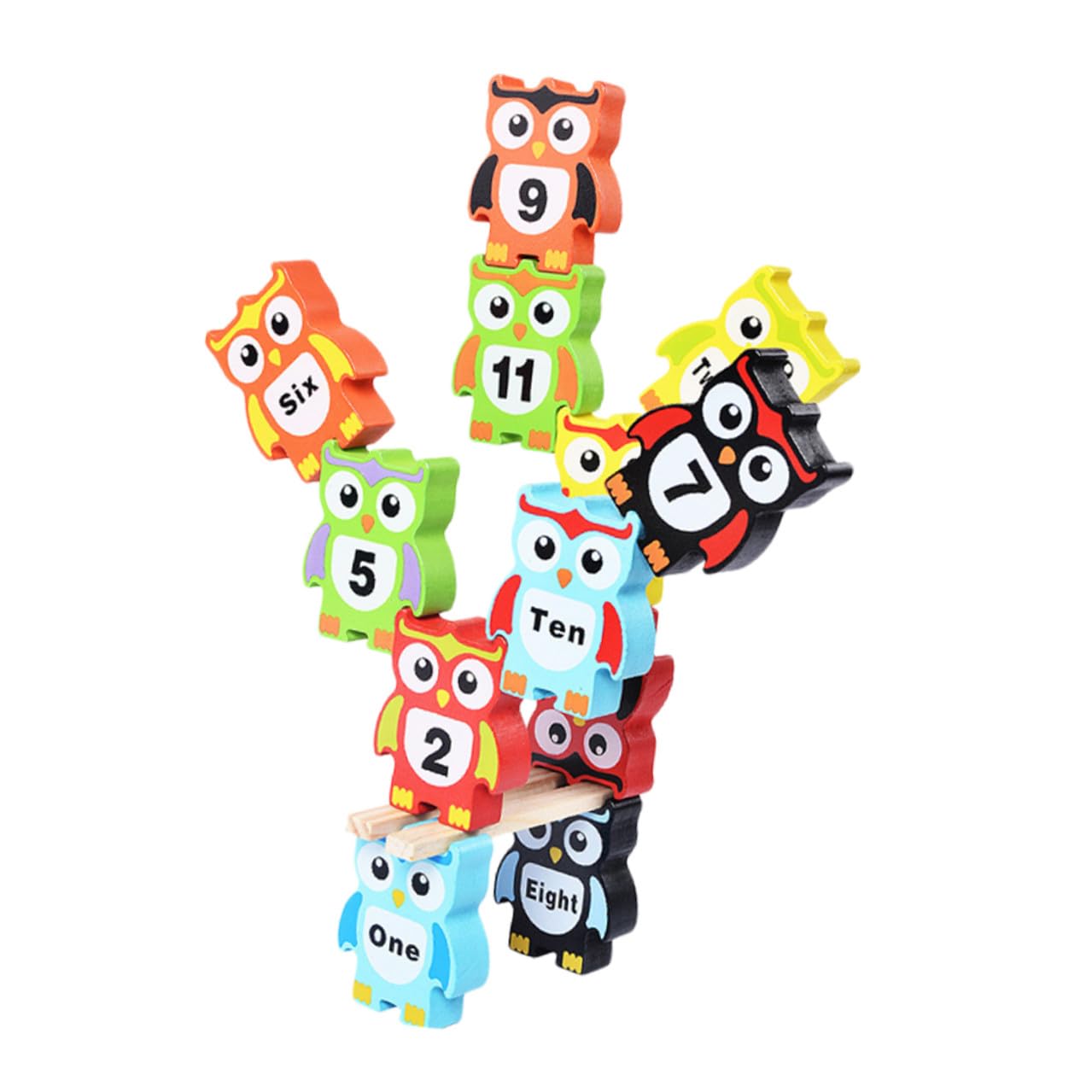 NOLITOY Wooden Owl-shaped Stackable Blocks Toy for Children, of Educational Building Blocks that Improves Logic and Balance, for Early Development and Creative Play
