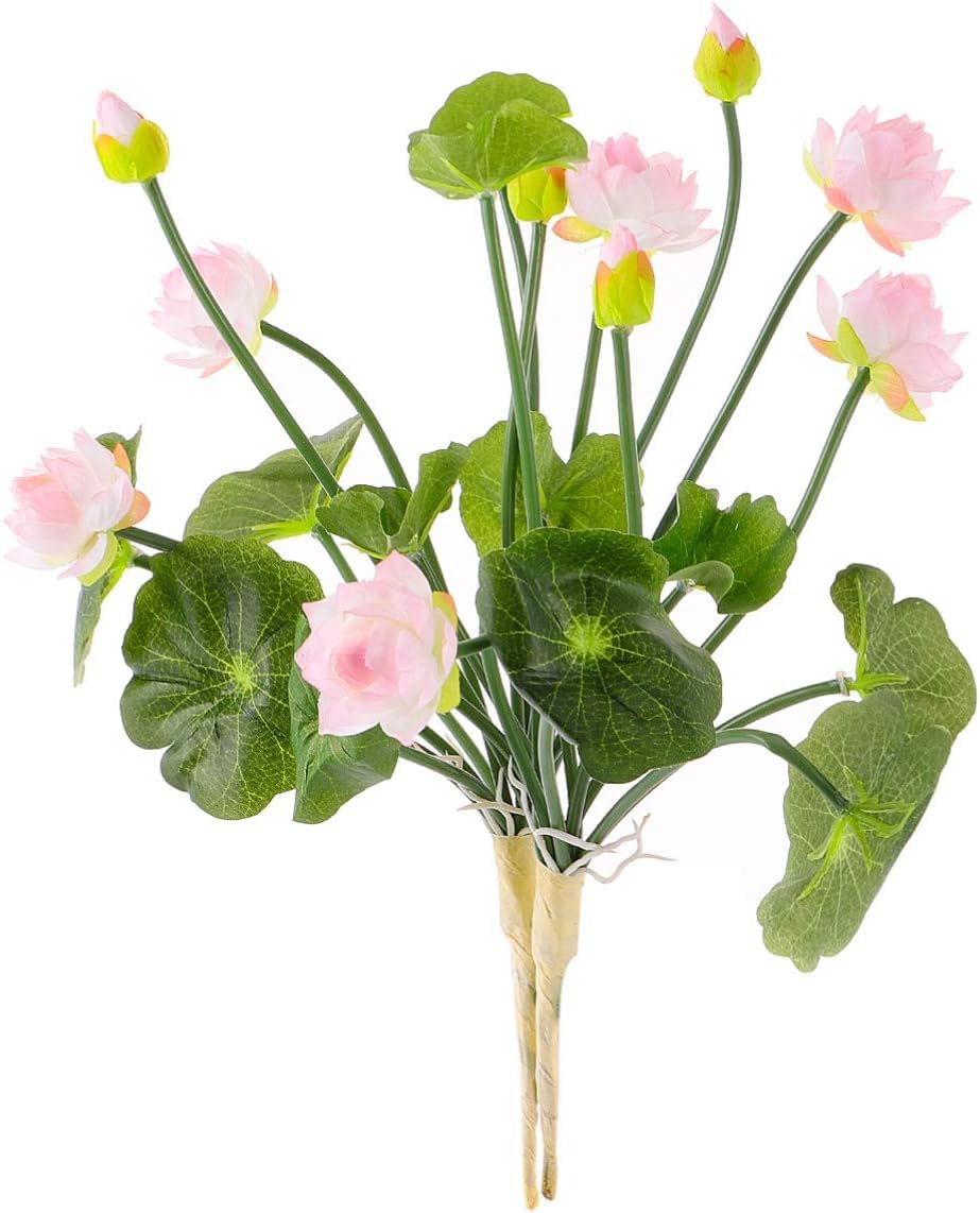 Lotus Flowers Artifical, 2Pcs Silk Flower Artificial Flowers, Wedding Flowers Floor Decor Fake Lotus Flower Decor, Mini Lotus Flower Arrangement Light Pink, Plants Floral Greenery Stems Fake Flower