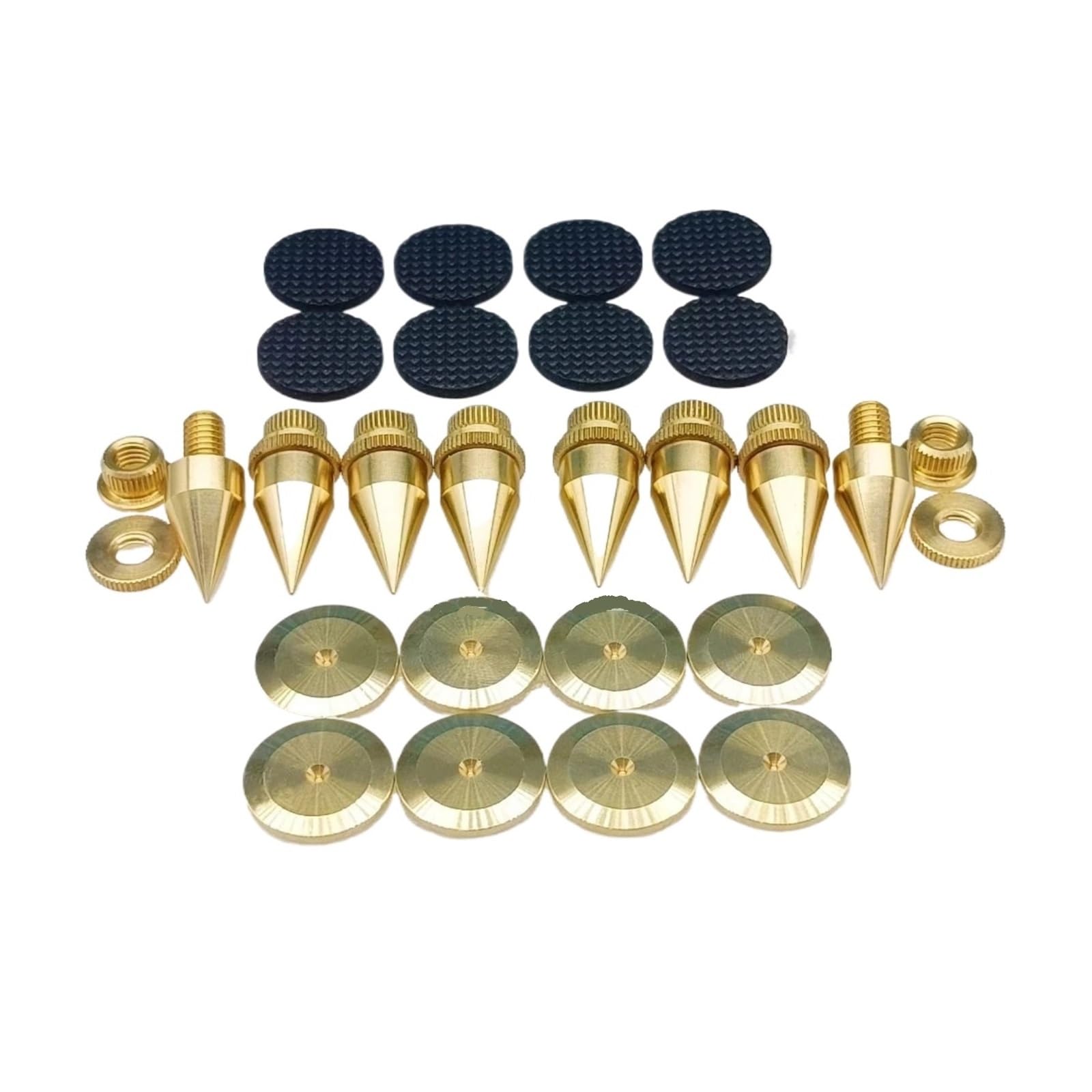 Inox SpeakerSpike 8 set di piedini for punte isolanti in ottone M8 | Cuscinetti protettivi for pavimento for altoparlanti HiFi, lettore CD, giradischi e rack audio