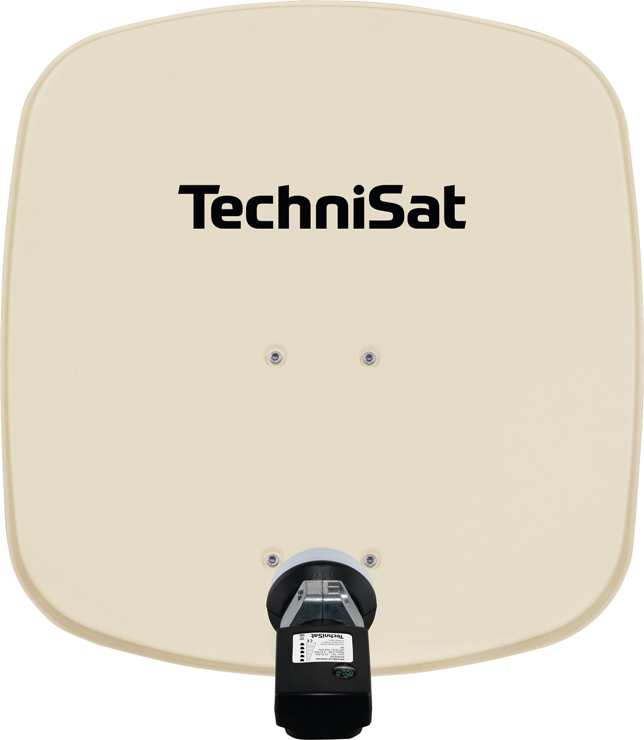 TechniSat DIGIDISH 45 - Antenna parabolica per 1 partecipante (piccola antenna parabolica di 45 cm - set completo con supporto a muro e cercatore di satelliti V/H-LNB) beige