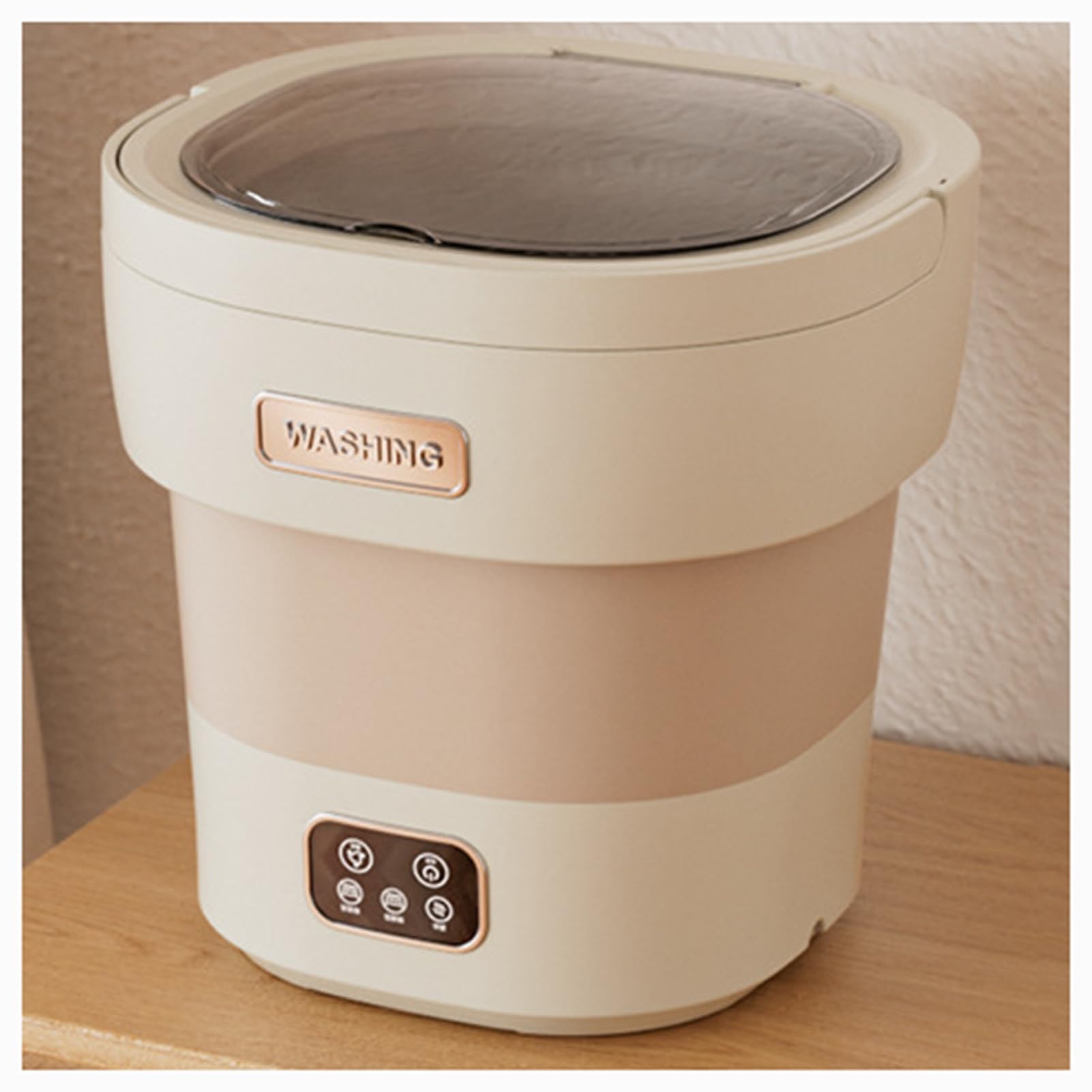 Lavatrice Portatile Completamente Automatica, Mini Lavatrice compatta Ultra-silenziosa, Un Piccolo Gadget utile per Chi Non AMA Fare Il bucato,Cachi,30.5 × 30.5 × 30.5 cm