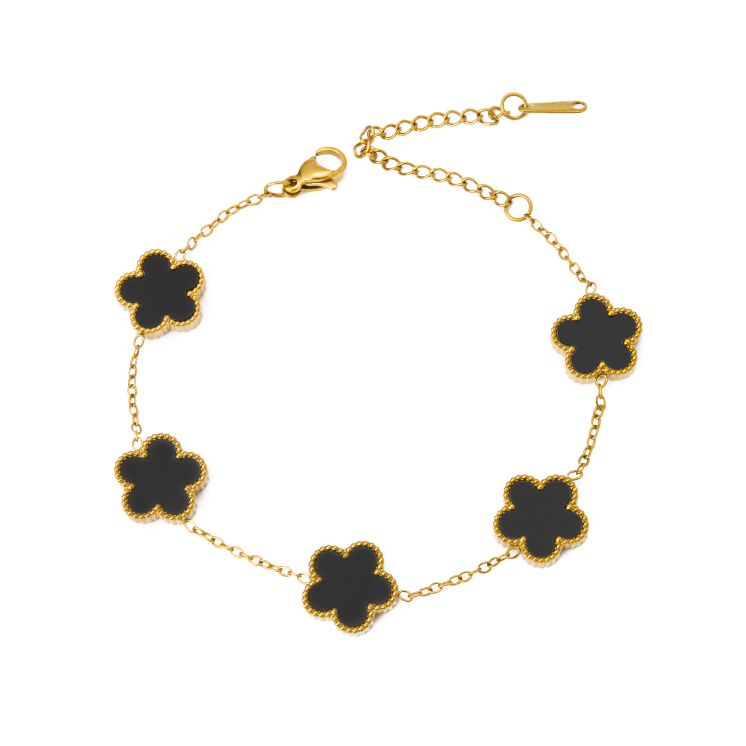 CJL CANKIRA 18K Gold Plated Clover Lucky Charm Bracelet for Women - Four Leaf Clover Jewelry Trendy Gift for Her Stainless Steel Fashion
