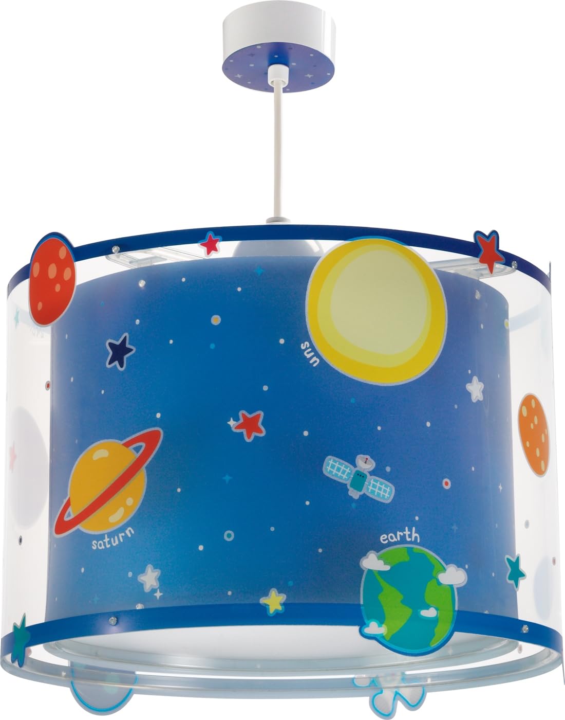 Dalber Lampe Suspension Plafonnier Enfants Planètes Système Solaire E27 Bleu