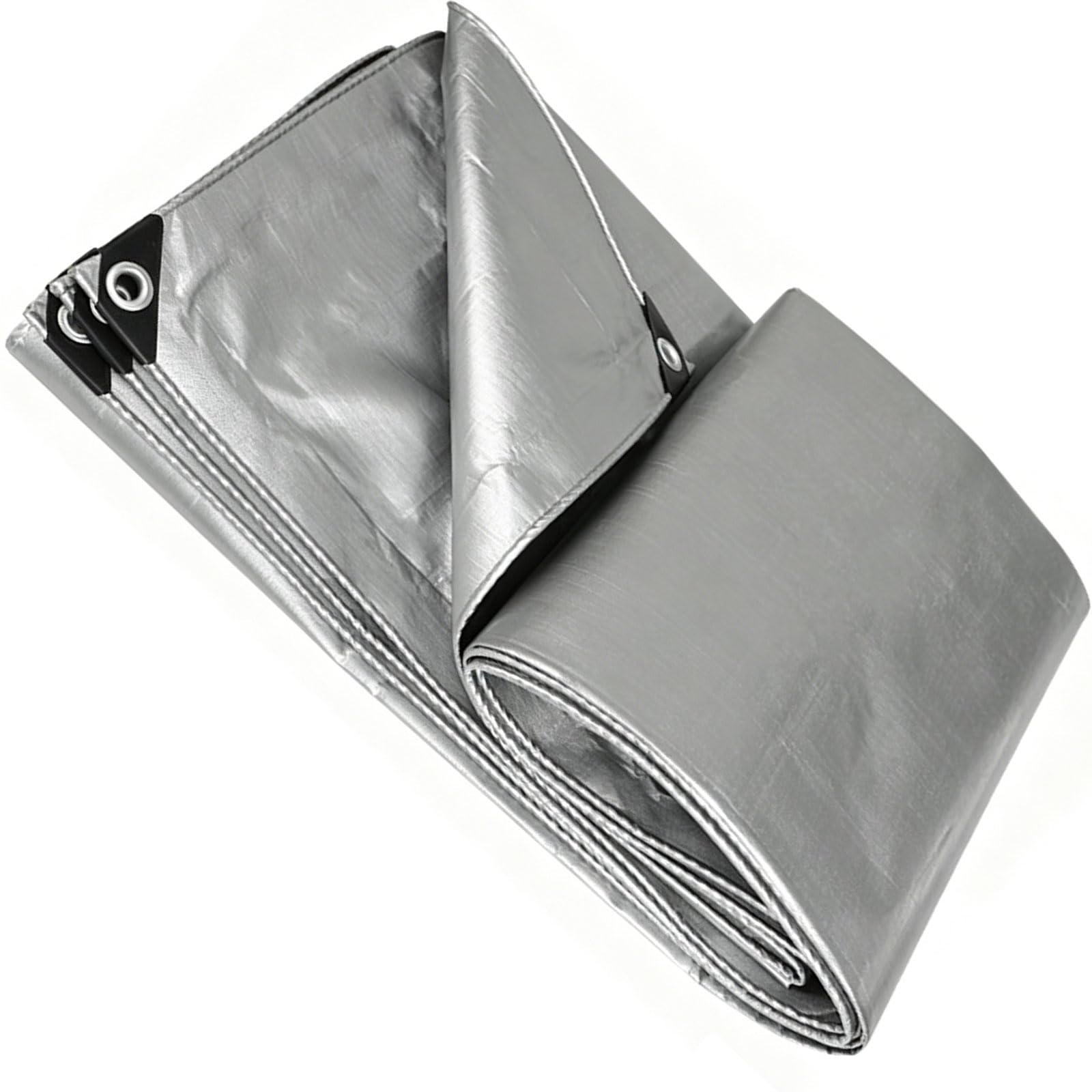 Tarpaulin Waterproof 130 x 240 cm Heavy Duty, Waterproof, UV Protection Groundsheet Tarp Sheet with Eyelets, Universal, Multipurpose for Garden Furniture Camping Camping, Silver