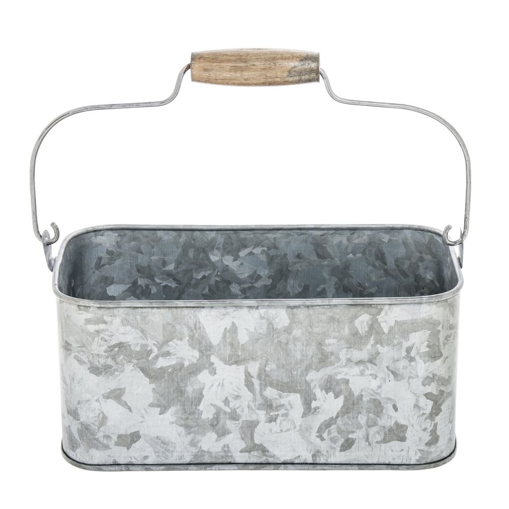 HUBERT Galvanized Metal Flatware Caddy - 9"L x 5"W x 4 3/4"H