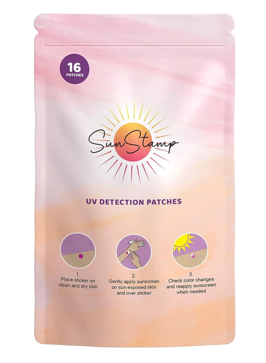UV Detection Stickers - SPF Sensing Technology - Sunburn Protection Dots - Sunscreen Reminder- Skin Care -16 Patches