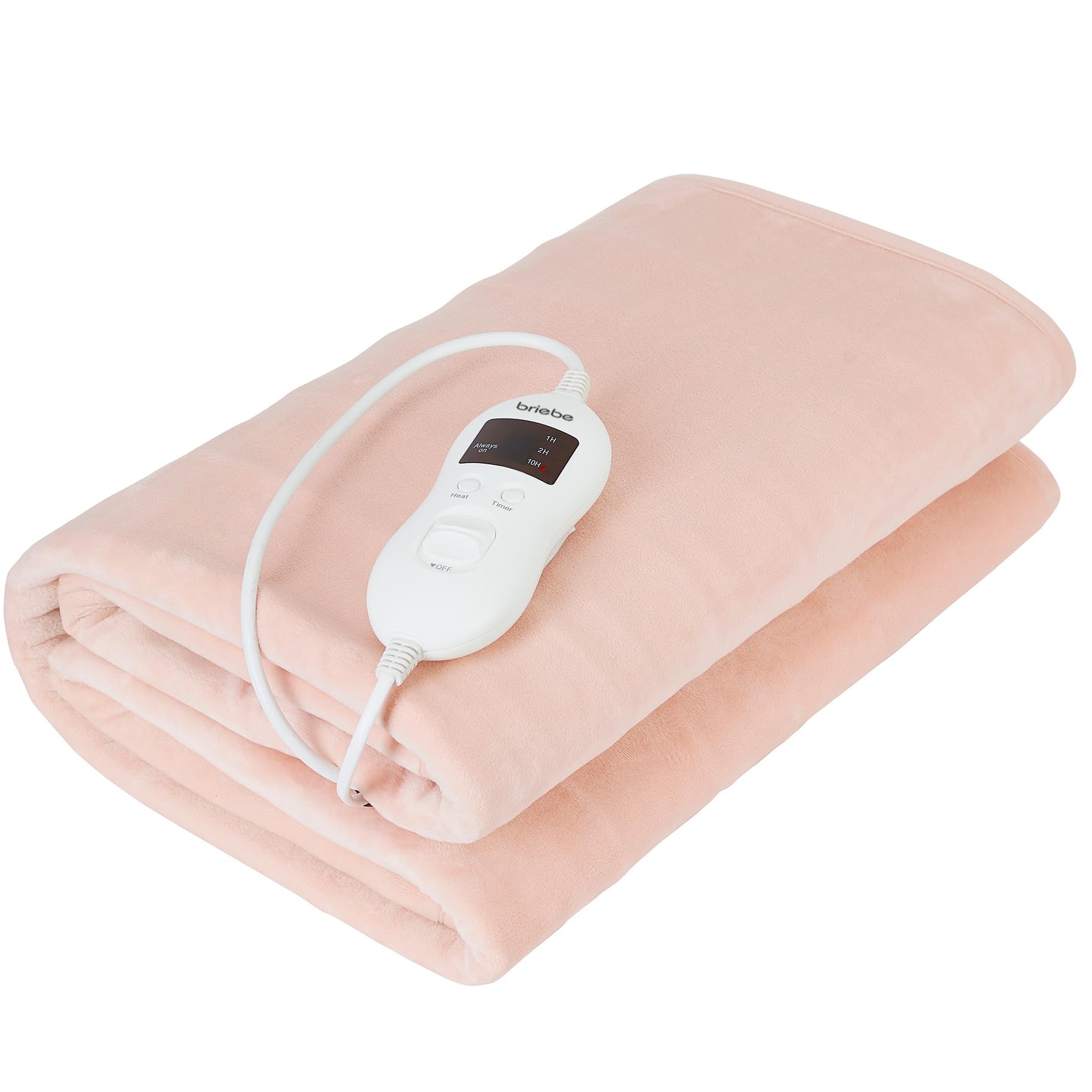 briebe Calienta Camas Eléctrico 150 x 80 cm, 8 Niveles Temperatura, Temporizador, Cama Individual, Rápido Calentamiento, Lavable, Suave, Forro Polar Beige, 60W, EB1135