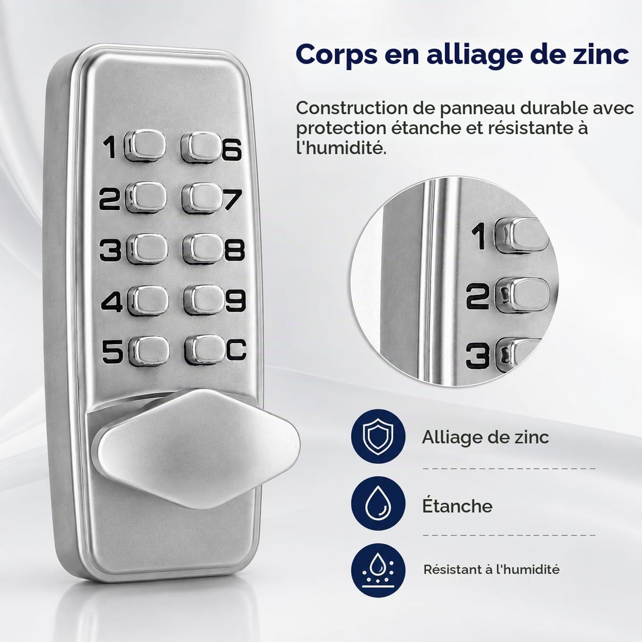 Serrure Porte à Combinaison Mécanique Numérique,Serrure Porte À Combinaison Mécanique en Alliage de Zinc,2 à 4 Chiffres,pour Bureaux à Domicile de Porte(107 * 43 * 20mm)