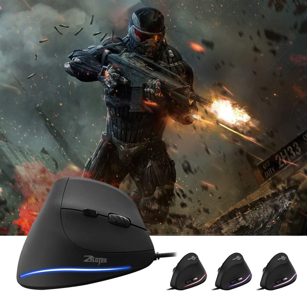 DLAND Wired Vertical Ergonomic Optical Gaming Mouse,1200/1600/2400/3200 DPI, 6 Buttons for Computer,Laptop, Desktop, PC, Notebook etc