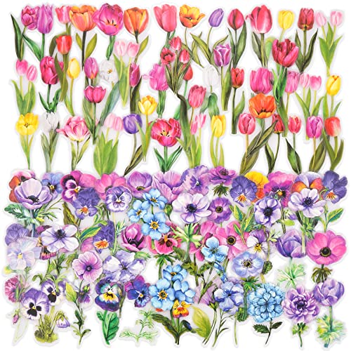 Knaid 600 Pieces Clear Flower Stickers Set, Transparent Floral Botanical Aesthetic Journaling Stickers For Nature Scrapbook Supplies Card Making Junk Journal Bullet Journal Planner Diy Crafts #TOP6