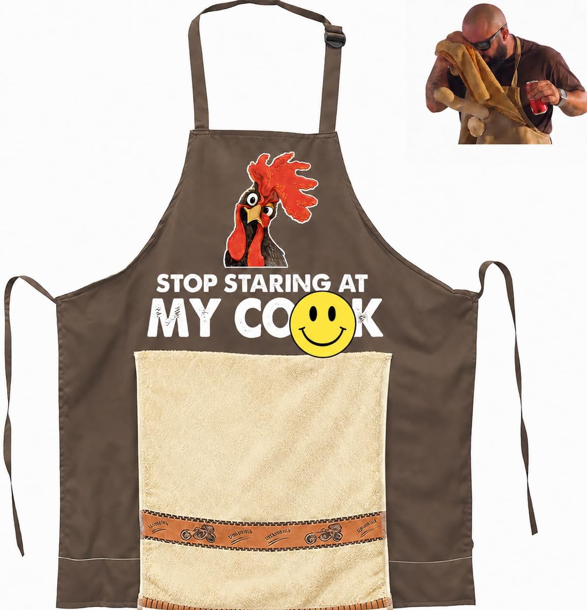 Chef's Prank Apron, Adjustable Neck Strap, Hidden Surprise Gift for Adults
