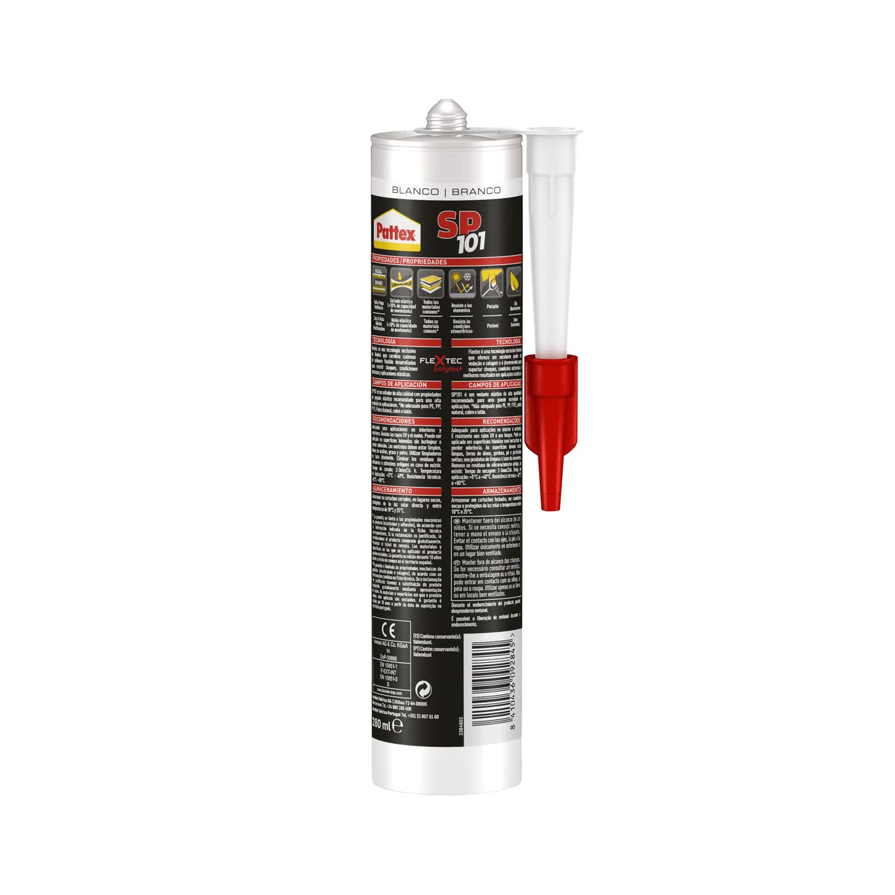 Pattex SP101, sigillante bianco per interni ed esterni, sigillante liquido sigilla e incolla multimateriale, silicone in cartuccia, 1x280ml