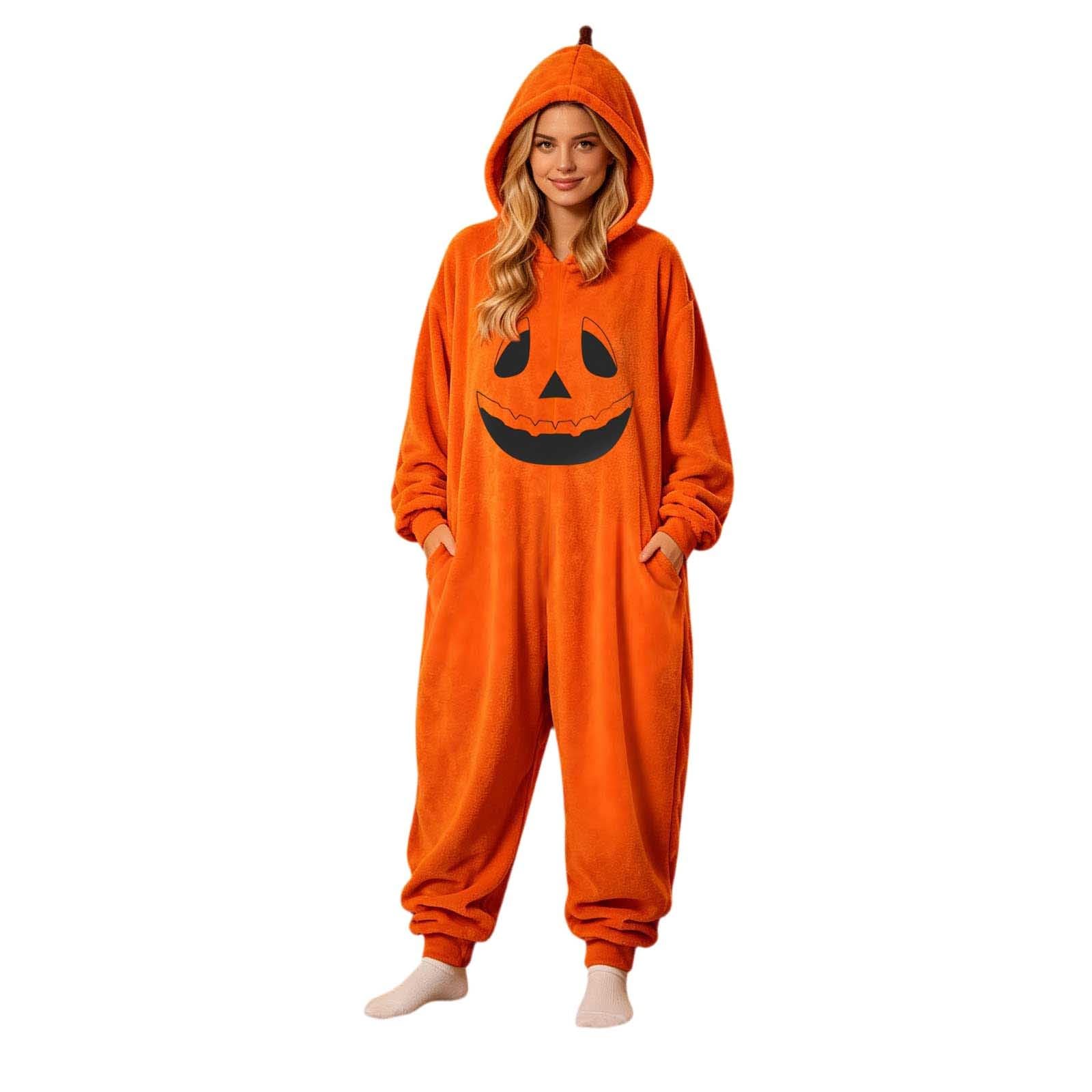 Mono de calabaza con capucha para mujer: estilo cómodo para tus fiestas de disfraces 5