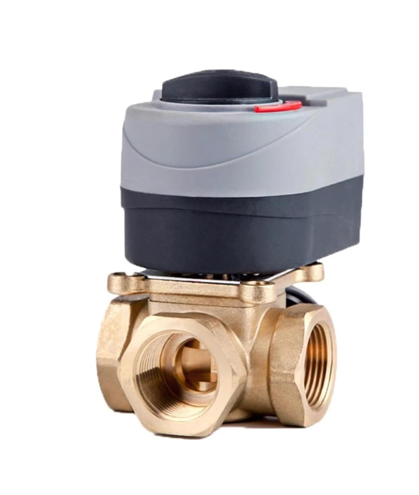T Type Motorized Brass Ball Valve - 3 Way Thermostatic Mixing Valve for Efficient Temperature Control -1pcs(DN20)
