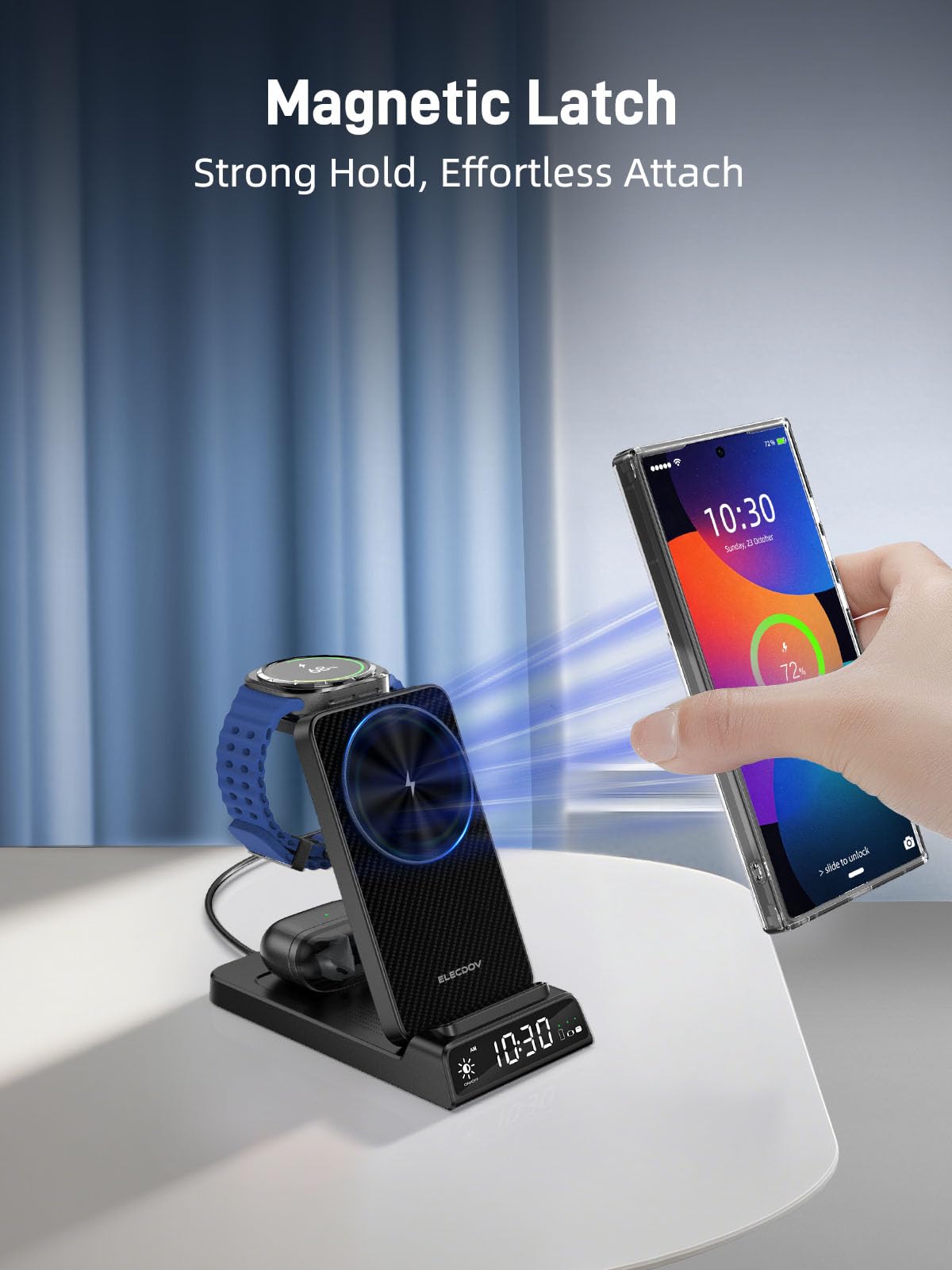 Indukcyjna stacja ładująca do Samsung, 3 w 1 Mag Safe stacja ładująca do Samsung Galaxy S26 Ultra/S25 Ultra/Z Fold/Flip 7, składana ładowarka do zegarka Galaxy Watch Ultra/8/7/6, Galaxy Buds 4/3 Pro