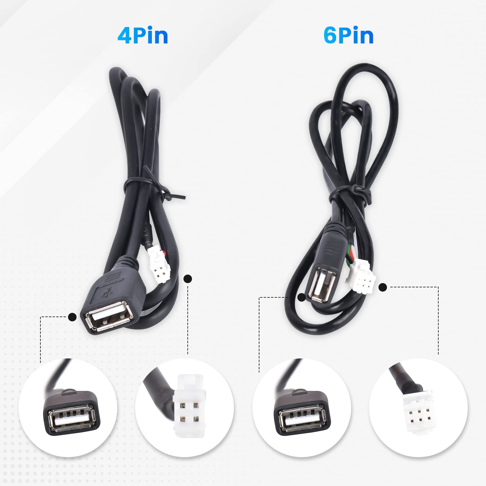 Hikity 2 Adattatori per Cavi USB 2.0 per Auto 4 Pin e 6 Pin Adattatore USB per Autoradio Android