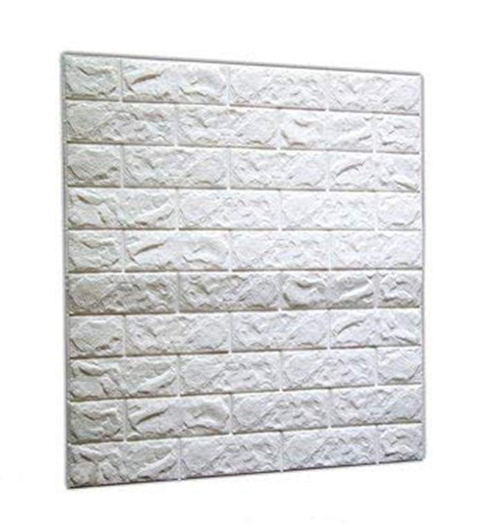 DOKEYT 10PCS 3D Brick Wall Stickers, PE Foam Self-Adhesive Wallpaper Removable and Waterproof Art Wall Tiles for Bedroom Living Room Background TV Decor