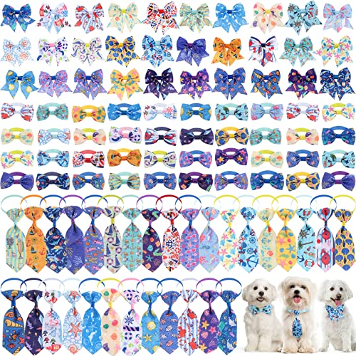 Reginary 100 Pieces Dog Bow Tie Collar Set Include 40 Dog Neckties, and 30 Puppy Bow Tie, 30 Collar Flowers, Adjustable Dog Bows Grooming for Small Medium Dogs Supply (Ocean) Reginary 100 Pieces Dog Bow Tie Collar Set Include 40 Dog Neckties, and 30 Puppy Bow Tie, 30 Collar Flowers, Adjustable Dog Bows Grooming for Small Medium Dogs Supply (Ocean)