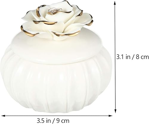 Vista 2 de HEMOTON - Joyero de cerámica con tapa pequeño organizador de joyas para decoración del hogar