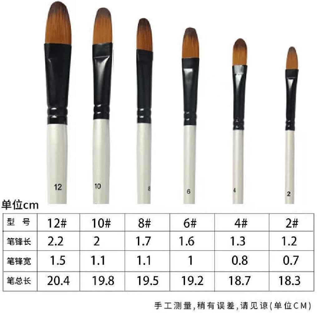 Pearl Painting Brushes 6 Two-Color Nylon Bristle Paintbrush Set Art Slant Peak
