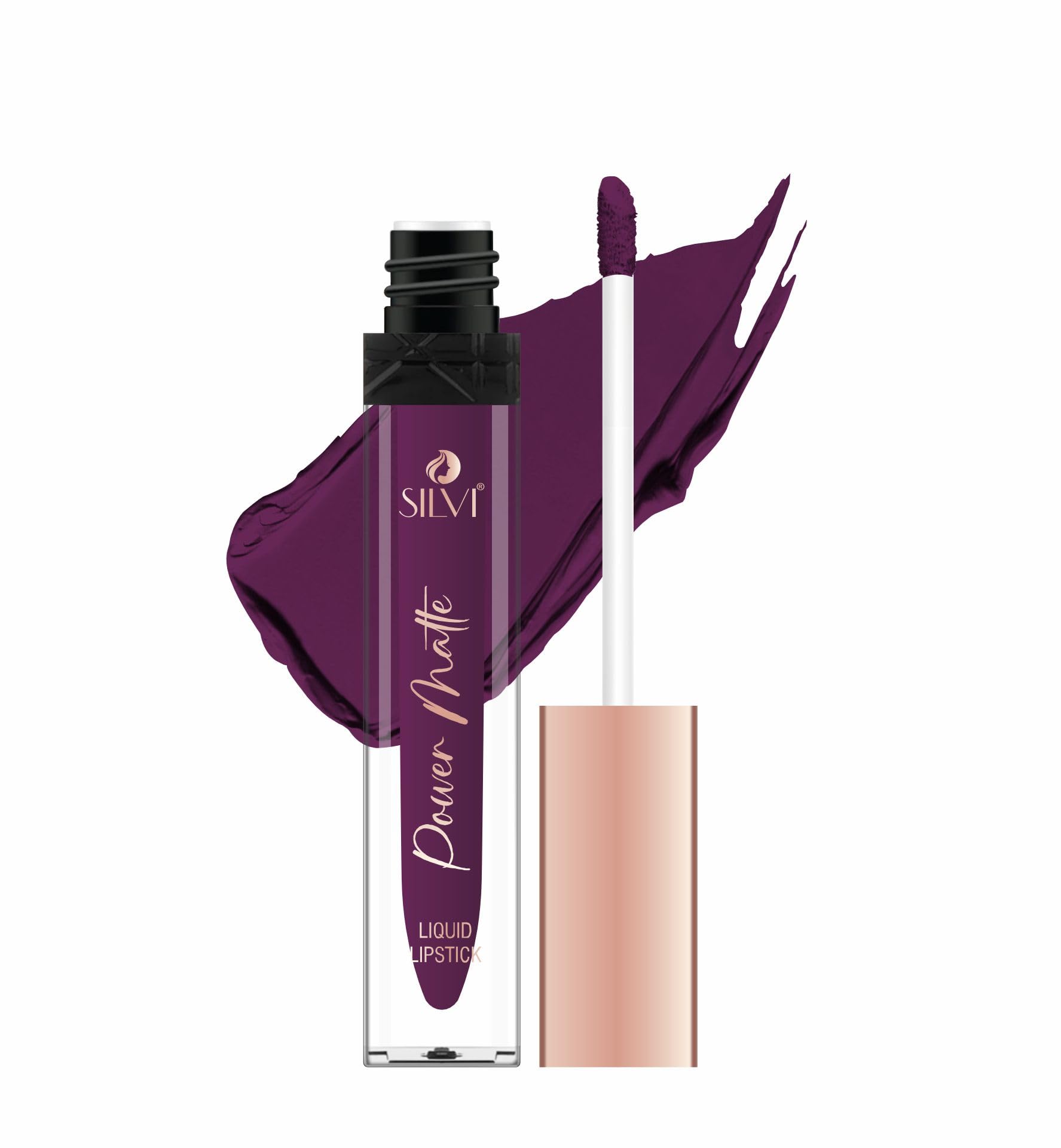 SILVI® Power Matte Liquid Lipstick Rich Purple | 12Hr Long Stay & Waterproof | Non-Transferable Matte Finish-image-28