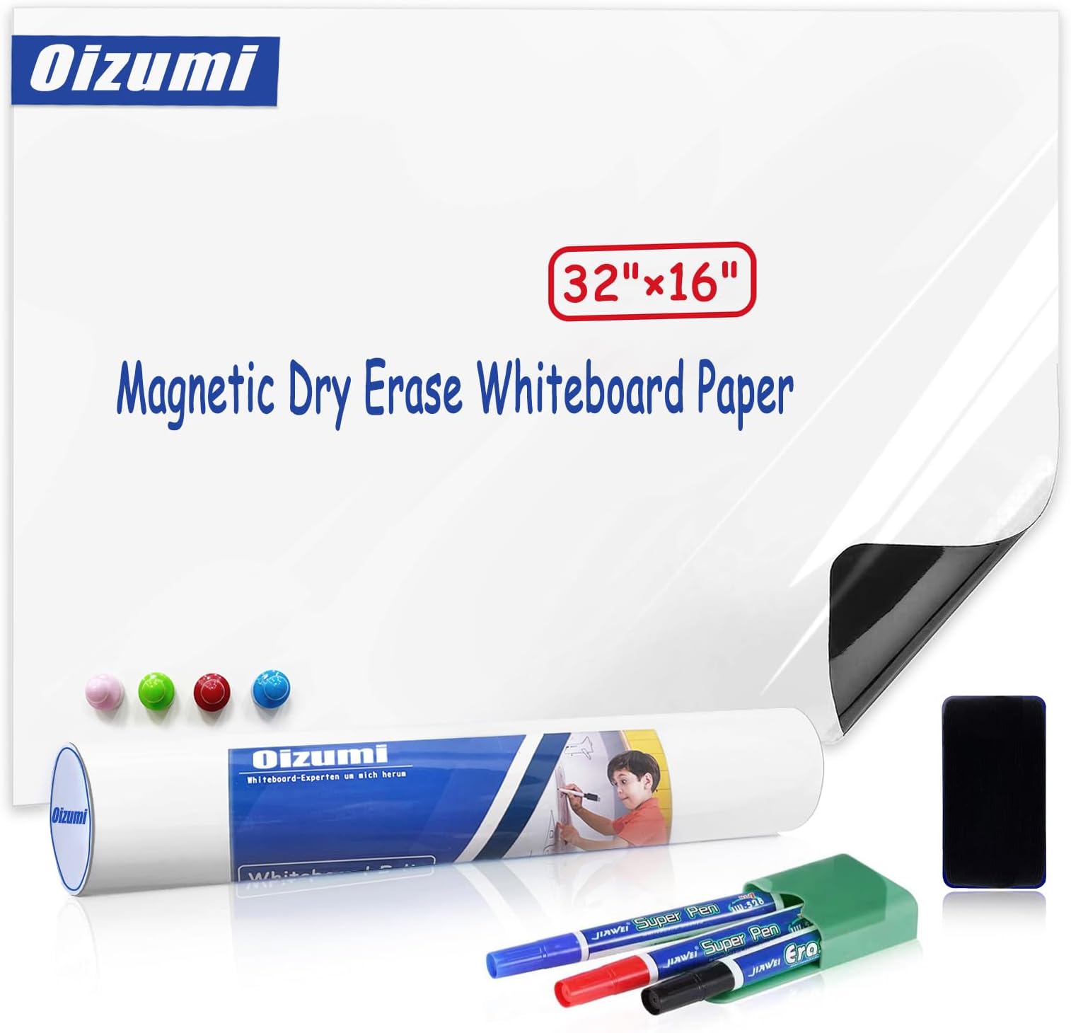 Qiytecno White Board Sticker Adhesive, 16" x 24" Dry Erase Board Paper for