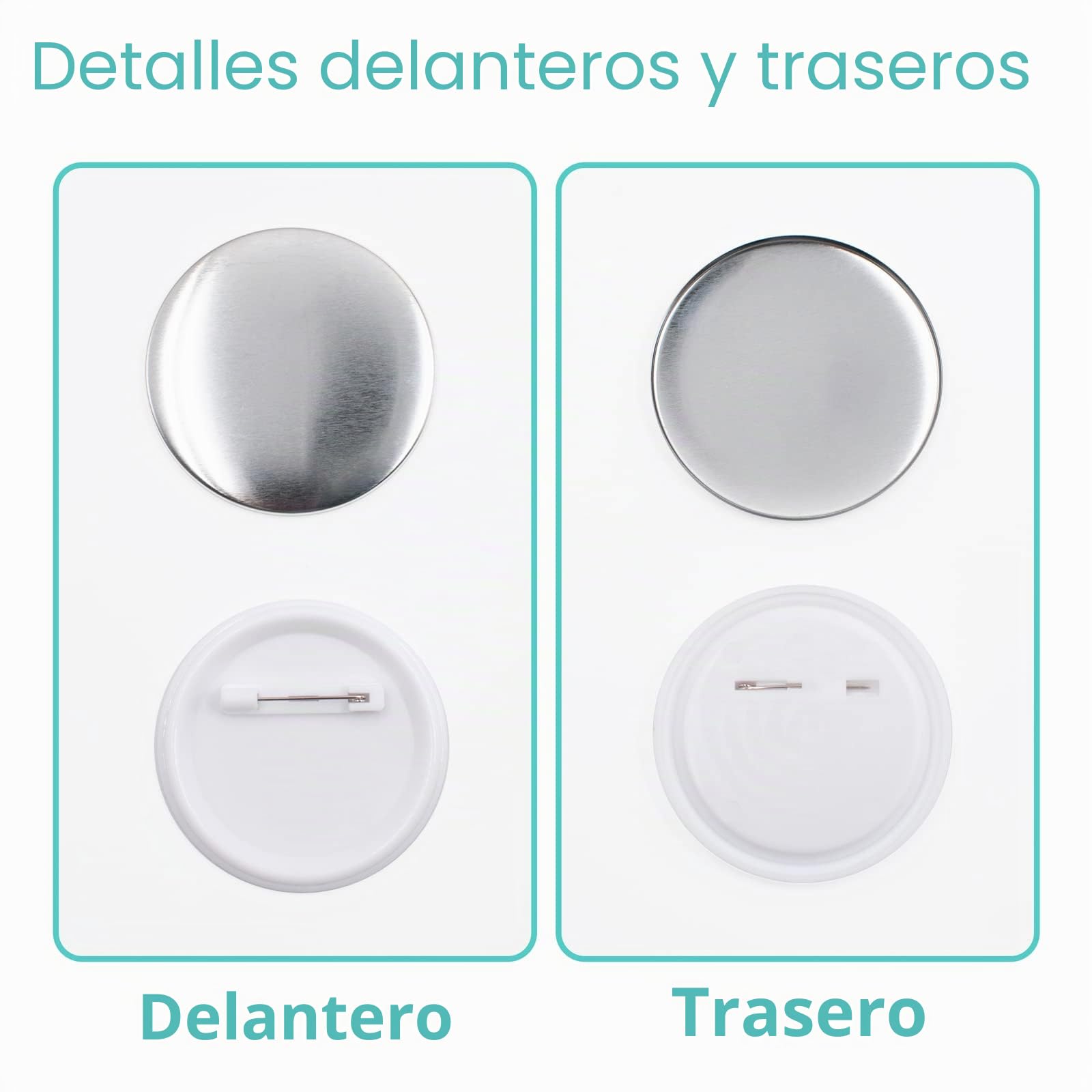 100 piezas 58mm Botón de Pin Redondo Bandejas Button proporciona piezas de botón trasero para el proceso DIY de la máquina de fabricación de botones, incluyendo la carcasa metálica