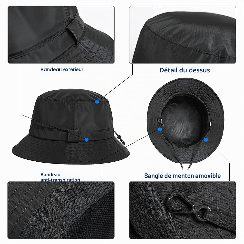 Comhats Chapeau de pluie unisexe 100 % étanche pour la marche, le vélo, avec visière et sangle de menton élastique [enlever le film de protection des deux côtés de la visière]