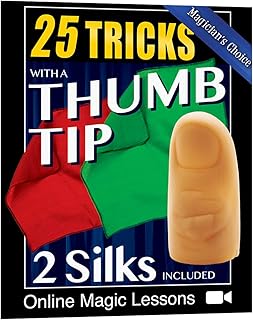 Magic Makers 25 Tricks with a Magic Thumb Tip, Includes a Standard Size Magic Thumb Tip & Vanishing Silk