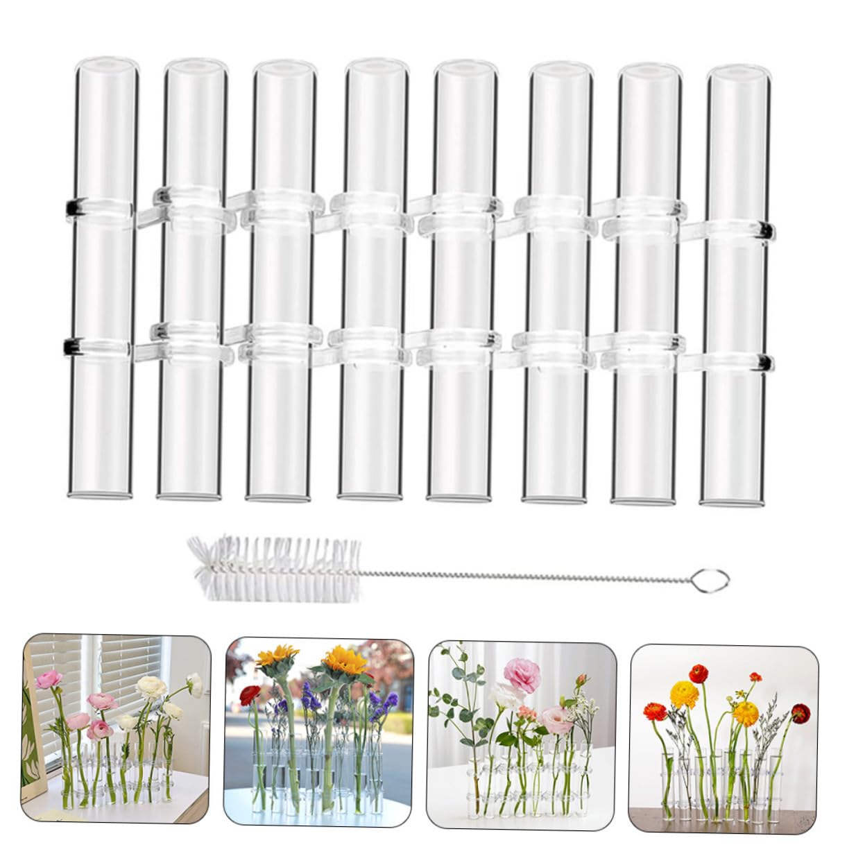 TOYANDONA Vase Hydroponique Forme de Tube à Essai Transparent Terrarium avec Support pour Plantes Intérieur Décoration de Bureau