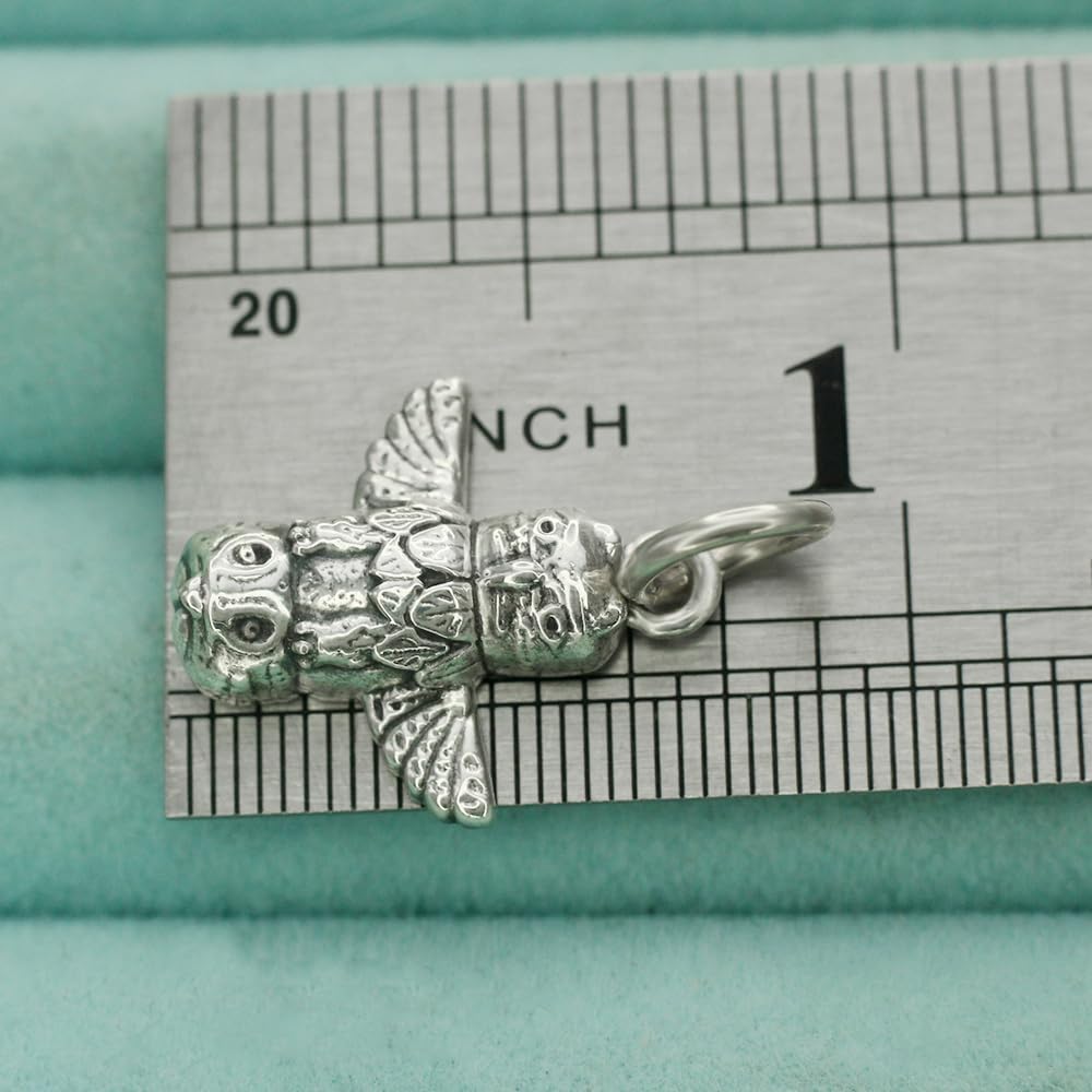 Real 925 Sterling Silver Native American Indian Totem Pole Pendant Charm Eagle Hawk Fit Necklaces European Bracelets 2.6g