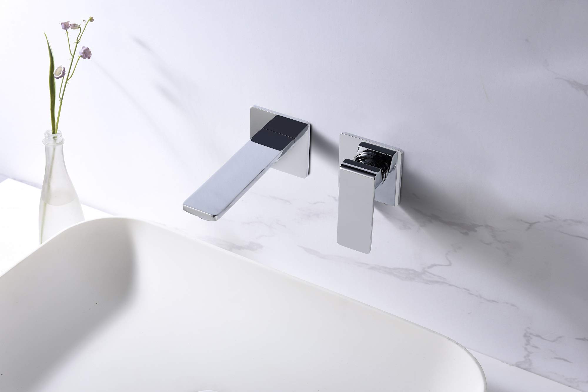 Mice - Grifo empotrado de lavabo monomando con caño y maneta - Grifos empotrados para baño Color Cromado - GLF016