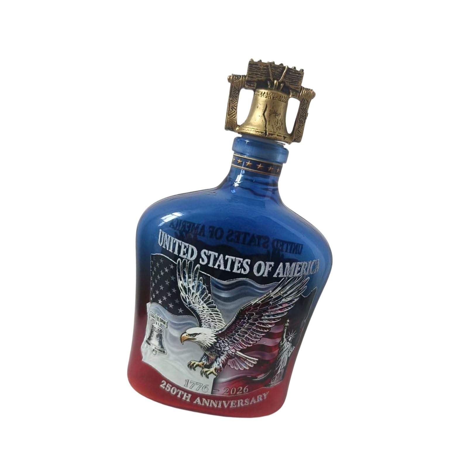 Qusinfc Commemorative 250 Year Anniversary Whiskeys Decanter Unique Holiday Liquor Bottle with Patriotic Artwork Independence Toll Design Liquor Bottle