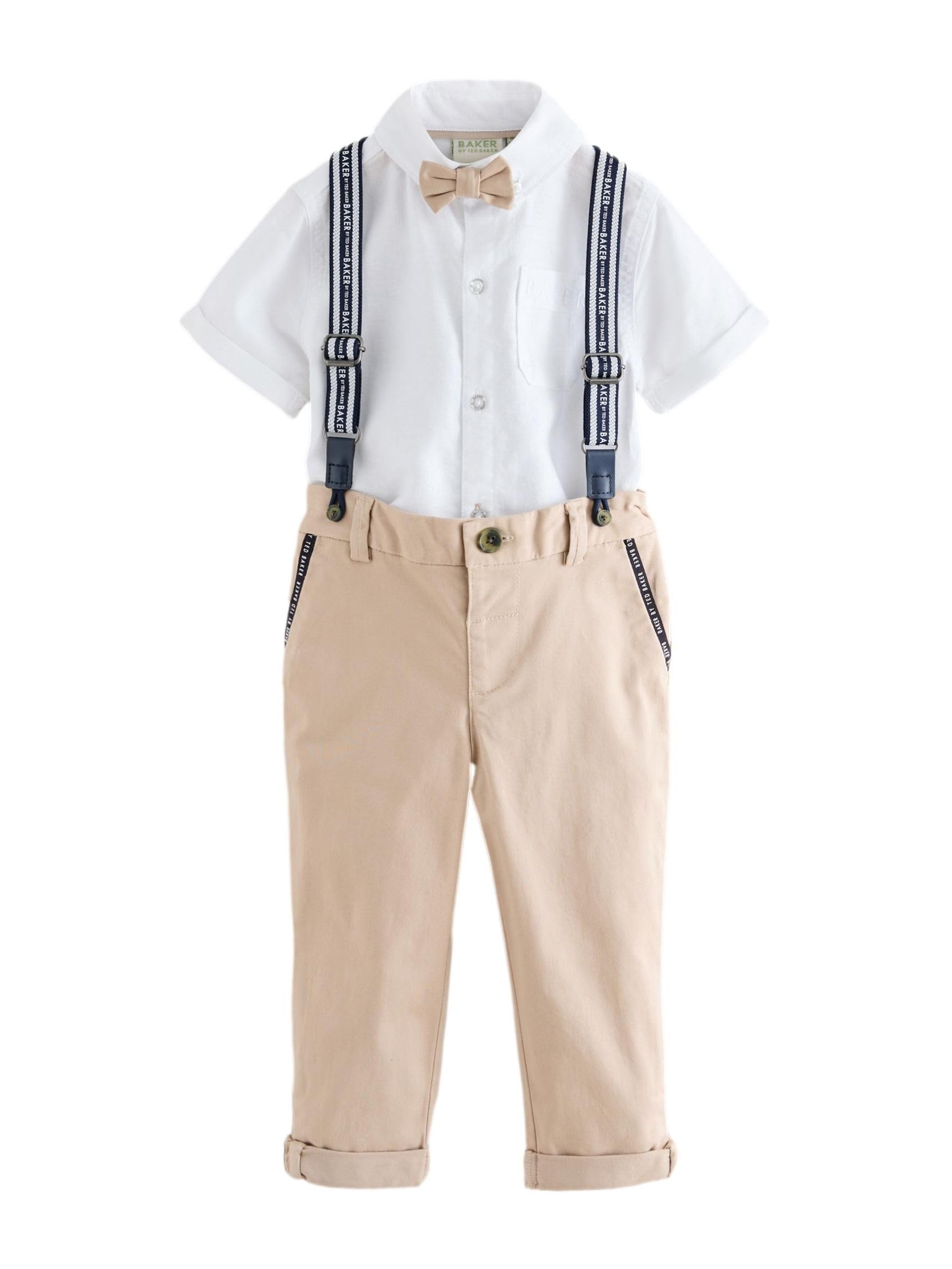 Jungen Hemd, Hose und Hosenträger im Set