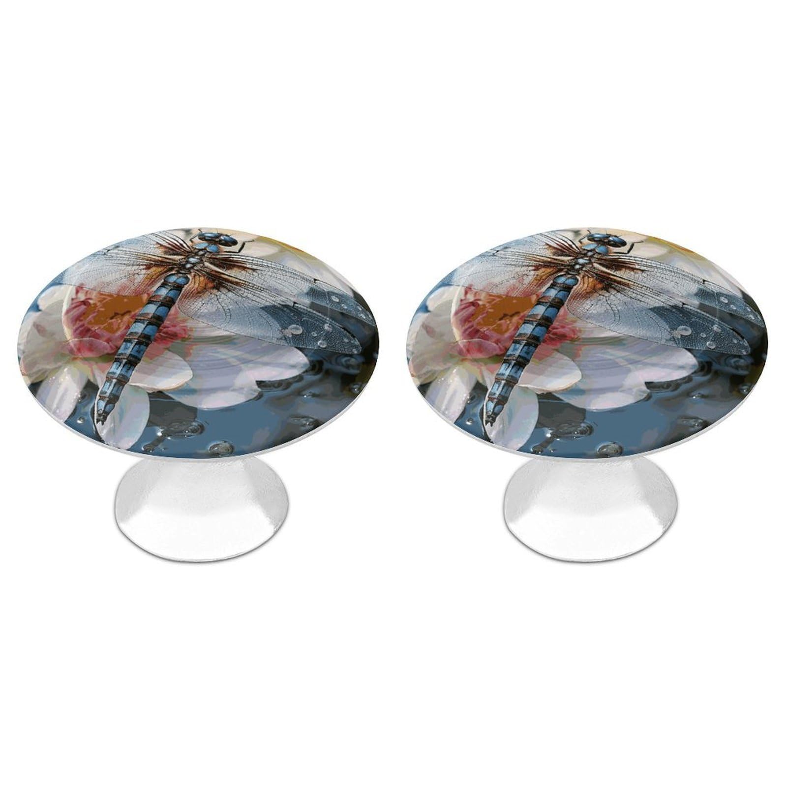 NTVOWPZO Cabinet Handles Round Drawer Pulls Dragonfly Flower Dresser Knobs for Cabinets and Drawers Handle for Bathroom Cupboard Drawers Cabinet Pulls for Kitchen Door