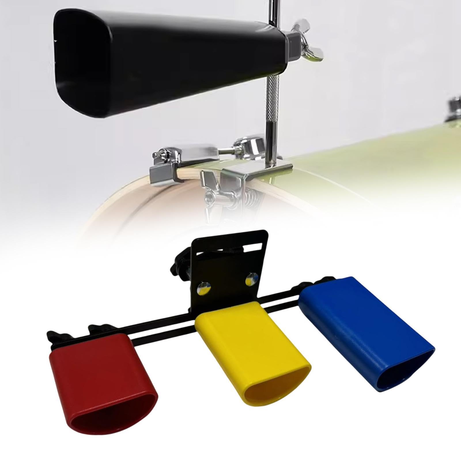 Garende High and Low Tone Cowbell High and Low Tone Cowbell Clapper Set Percussion Instrument, blue yellow red