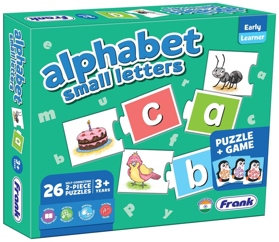 Image of Frank Alphabet Small Letters Puzzle & Game | Fun & Interactive Self-Correcting Jigsaw Puzzle with Penguin Letter Lotto for Kids 3+ Years | Educational Toy for Letter Recognition, Focus & Motor Skills