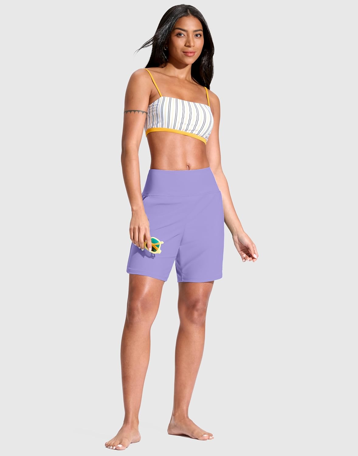 G Gradual Women's 7" Quick Dry Swim Board Shorts Swimming Bottoms High Waisted Beach Shorts for Women with Liner Pockets
