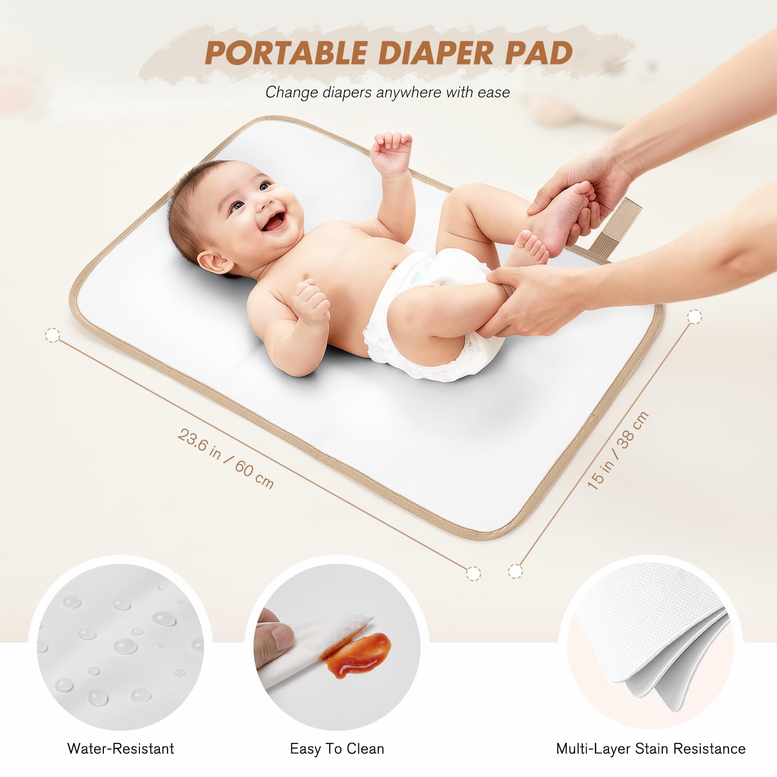 Zaino Fasciatoio Neonato Multifunzione 25L con Fasciatoio Portatile e Ganci Passeggino, Termico, Nero & Bianco