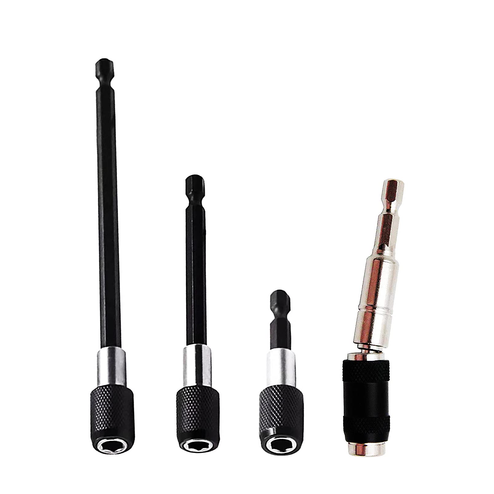Drill Bit Holder 3 PCS Magnetic Screwdriver Bits Holder Universal 1/4” Hex Shank Magnetic Drill Bit Holders Quick Change Flexible Drill Bit Extension+ Pivoting Magnetic Screw Drill Bit Holder