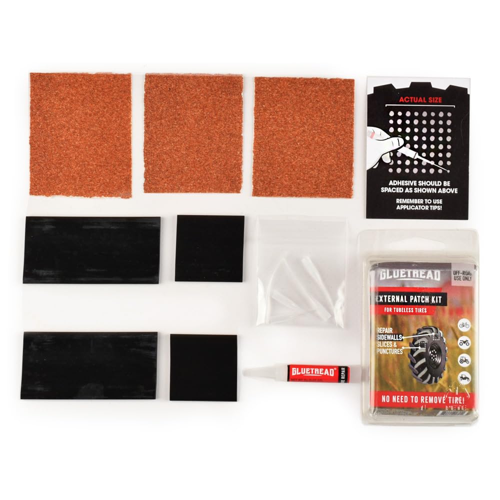 Kit de parche externo GlueTread para reparación de neumáticos, set de parches para reparación de grietas y pinchazos en la parte exterior del neumático, uso en offroad para camiones, tractores, ATV