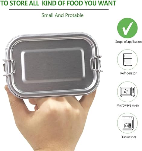 Miniatura 2 de BEFOY Juego de recipientes pequeños de acero inoxidable para almacenamiento de alimentos, cajas de metal reutilizables, contenedor de preparación de
