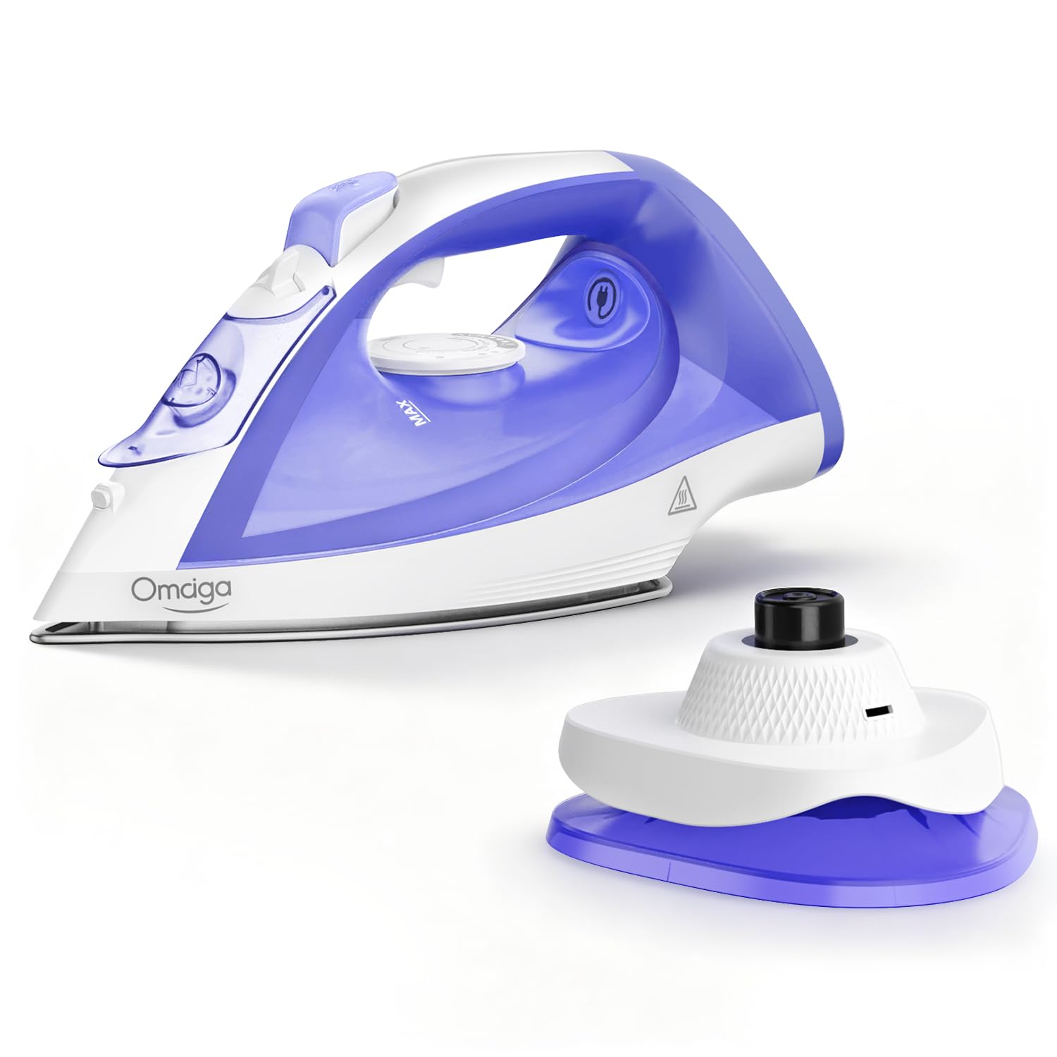 Cordless Iron for Clothes, 1550W 2-In-1 Cordless/Corded Steam Iron Rapid Heating, Ceramic Soleplate, 3-Way Auto-Off, Self-Cleaning, 12.85oz Water Tank Ironing Clothes for Home, Purple