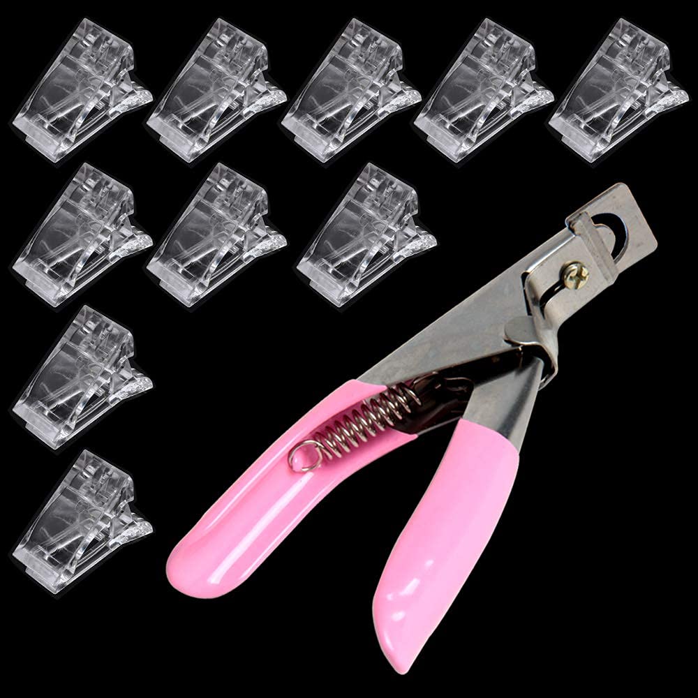 BOLT BEE 10 PCS Poly Gel Quick Building Nail Tips Clip with 1 PC Professional Acrylic Nail Clipper False Nails Cutter,Plastic Finger Extension Finger Extension Clip Clamp Set-image-22