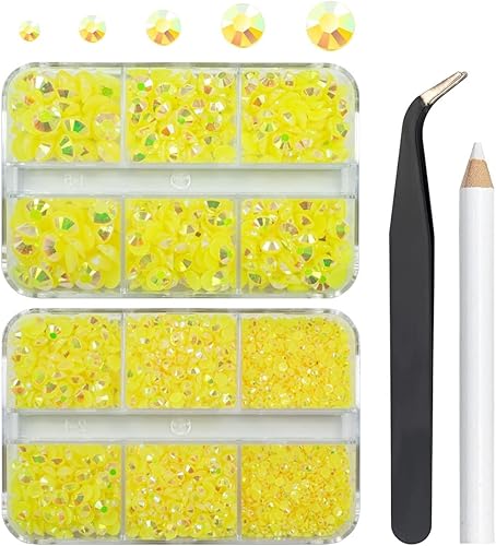 3060 diamantes de imitación de resina AB de color amarillo limón para manualidades, diamantes de imitación de resina citrino AB con parte trasera