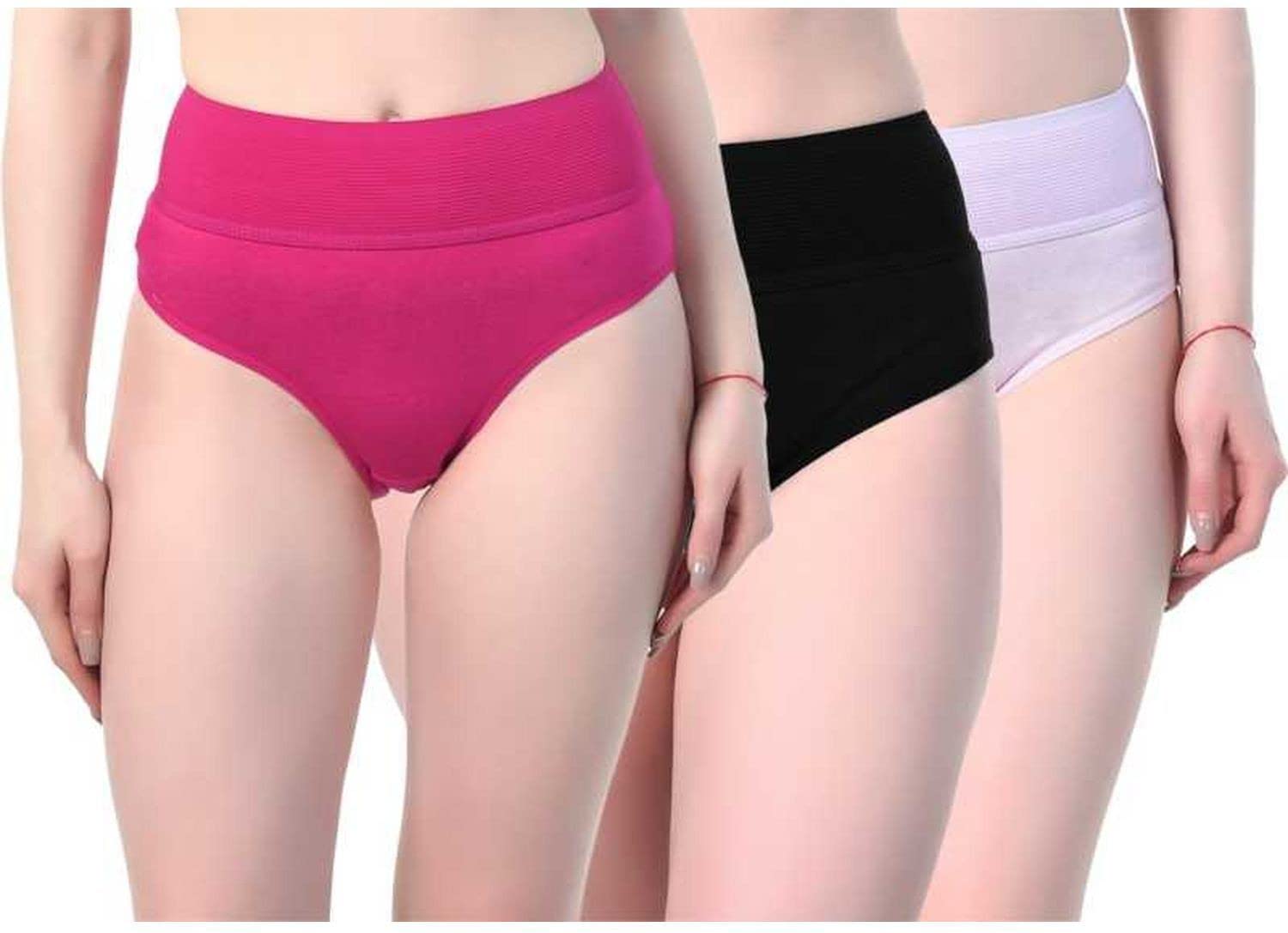 aquazzura Pack of 3 Women's High Coverage Pure Cotton Panties with Mid Elastic Waist Daily use Tummy Control Hipster Brief Panty(AQ_Group 13)-picture-46