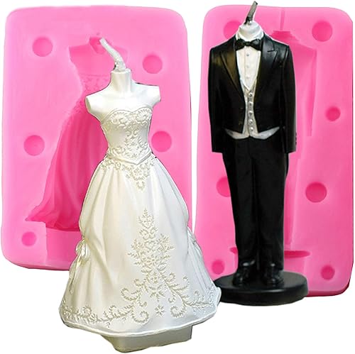 Miniatura 1 de 2 Uds 3D Novia y Novio Herramientas de Silicona para Hornear Fondant Molde de Chocolate Dulces Azúcar Artesanía Molde DIY Decoración de Pasteles