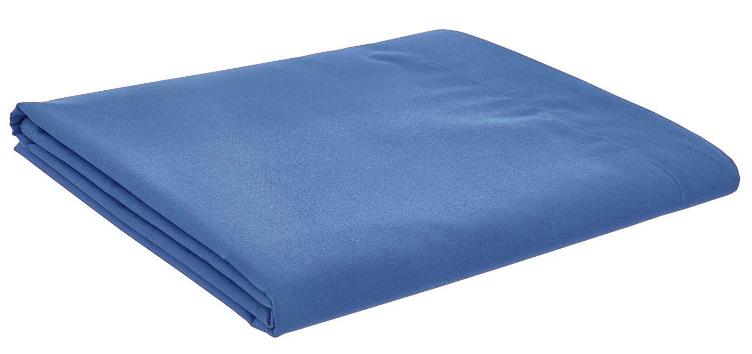 Plain Polycotton Flat Sheet/Pillow Pair Case Easy Care (Mid Blue, Pillow Pair)